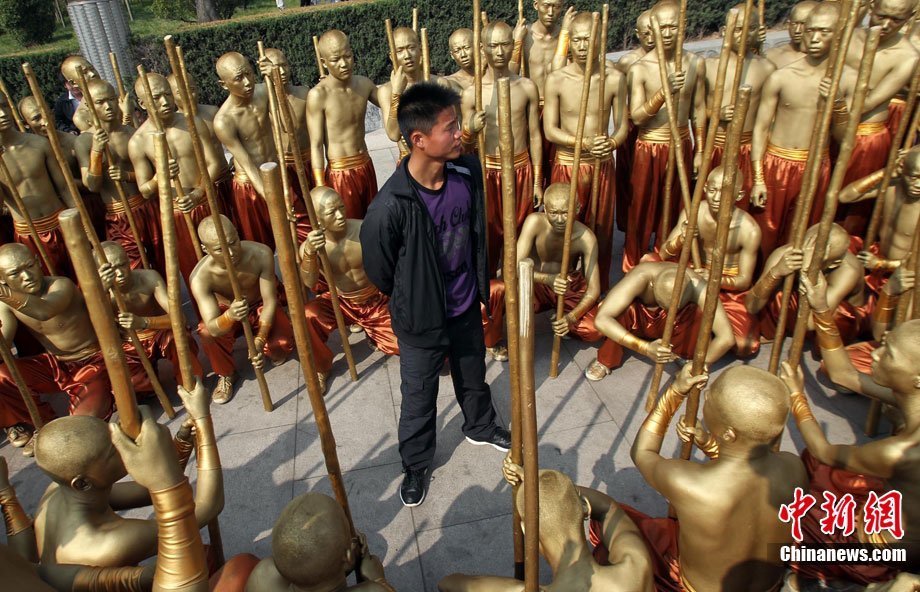 高清:河南嵩山真实版少林铜人阵恢宏亮相_腾讯·大成网_腾讯网