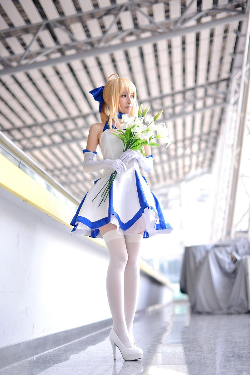 型月十年之saber lily蓝百合礼服cos
