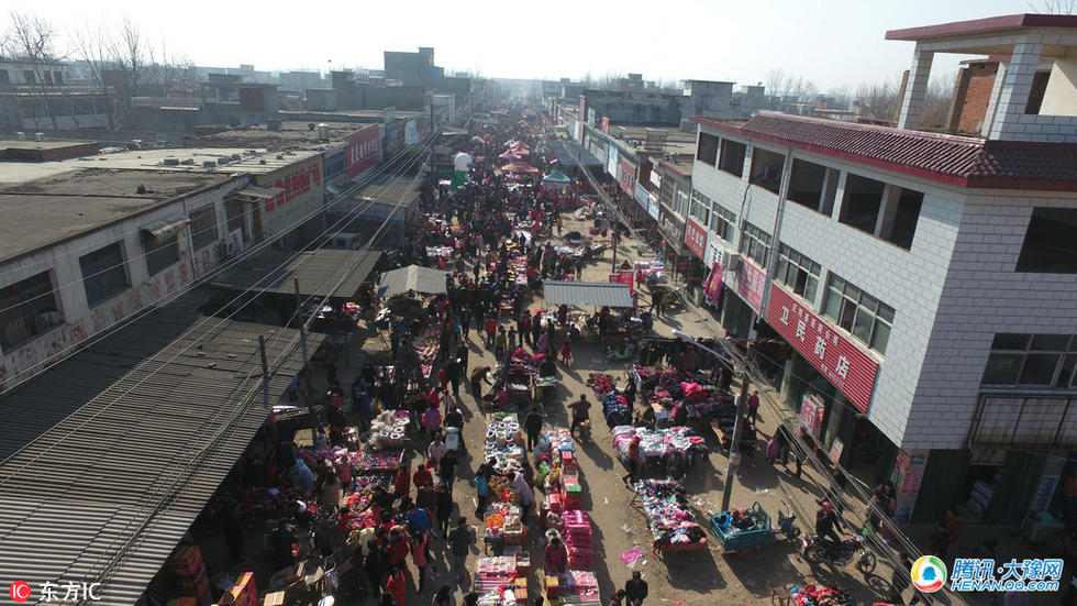 航拍河南两县集市 带你看最热闹的万人赶集场景