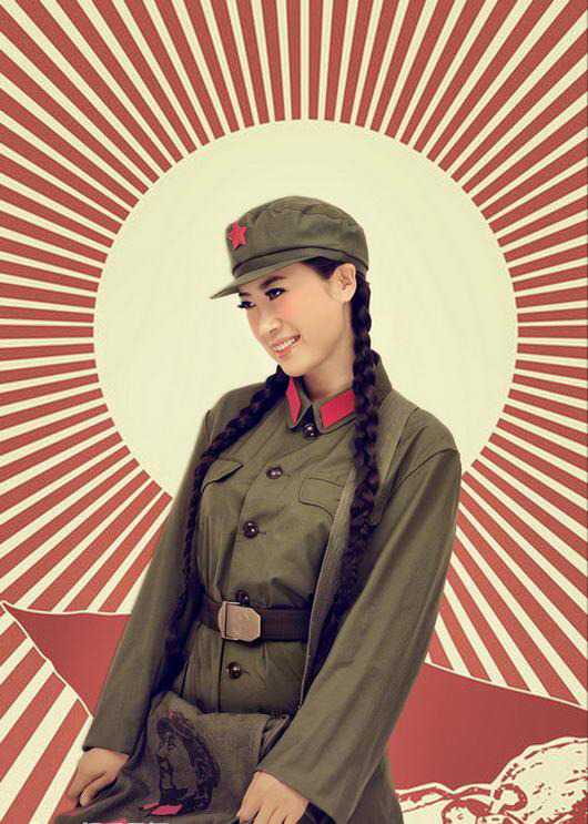 女红军发型辫子图片