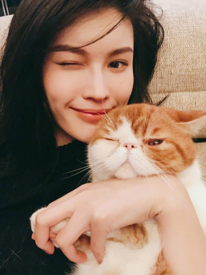 何穗怀抱招财猫侧颜美翻网友表情一样可爱