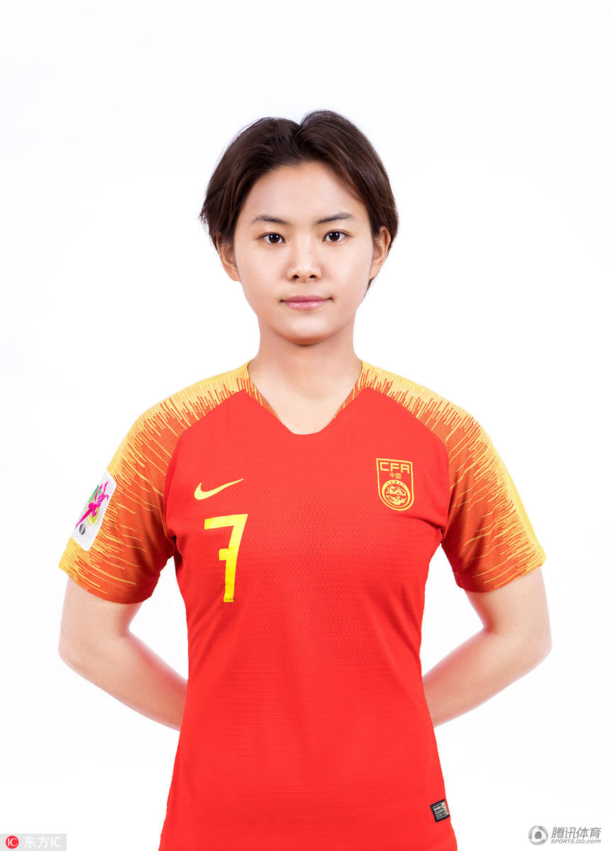 新一期中国国家女子足球队拍摄了赛前写真.图为巴黎圣日耳曼王霜.