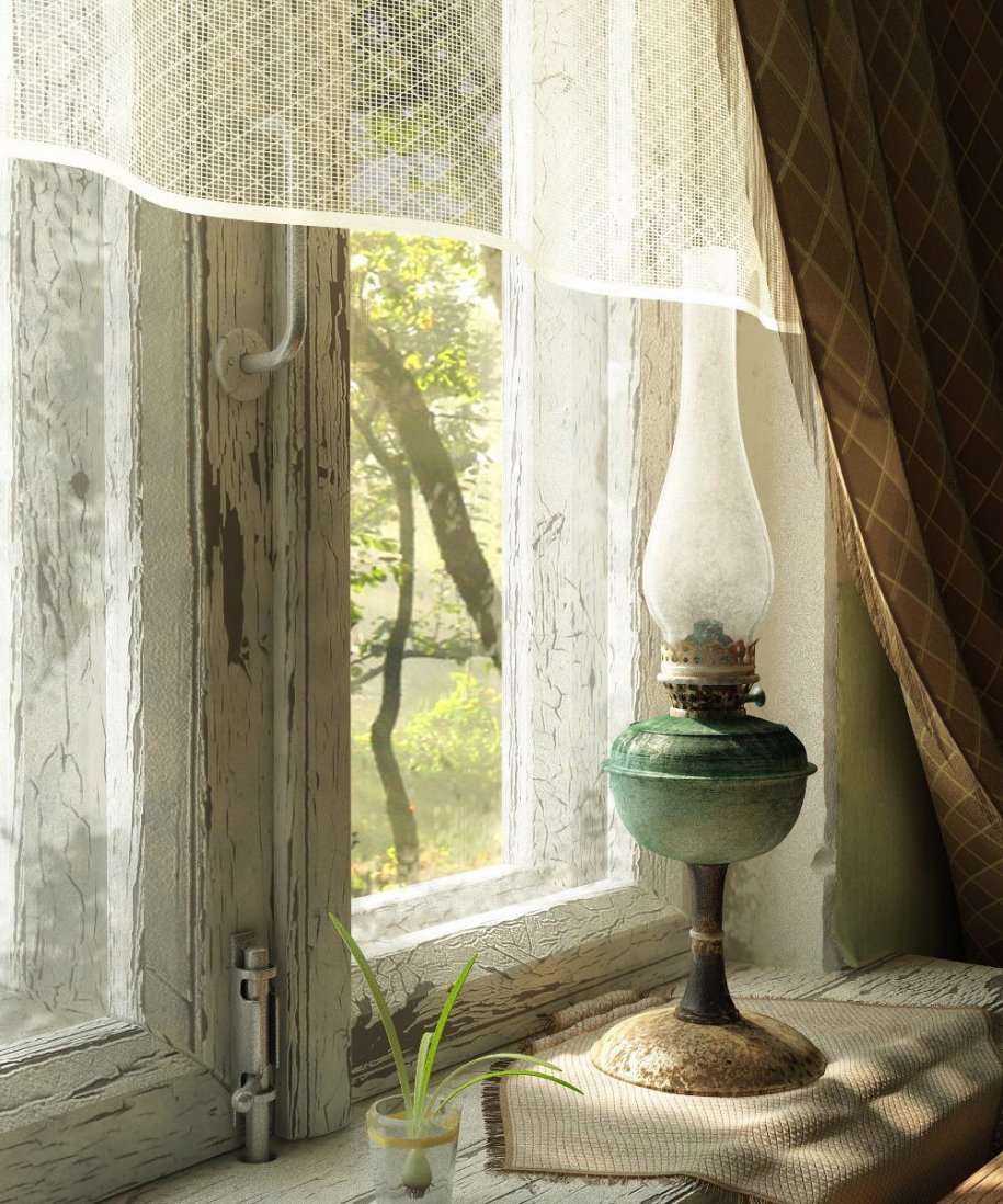                窗台前的一盏古灯