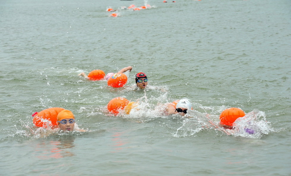 千余人横渡钱塘江活动在杭州举行