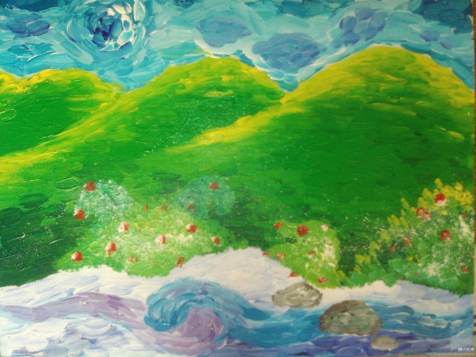 丙烯画《山水》尺寸40cmx50cm