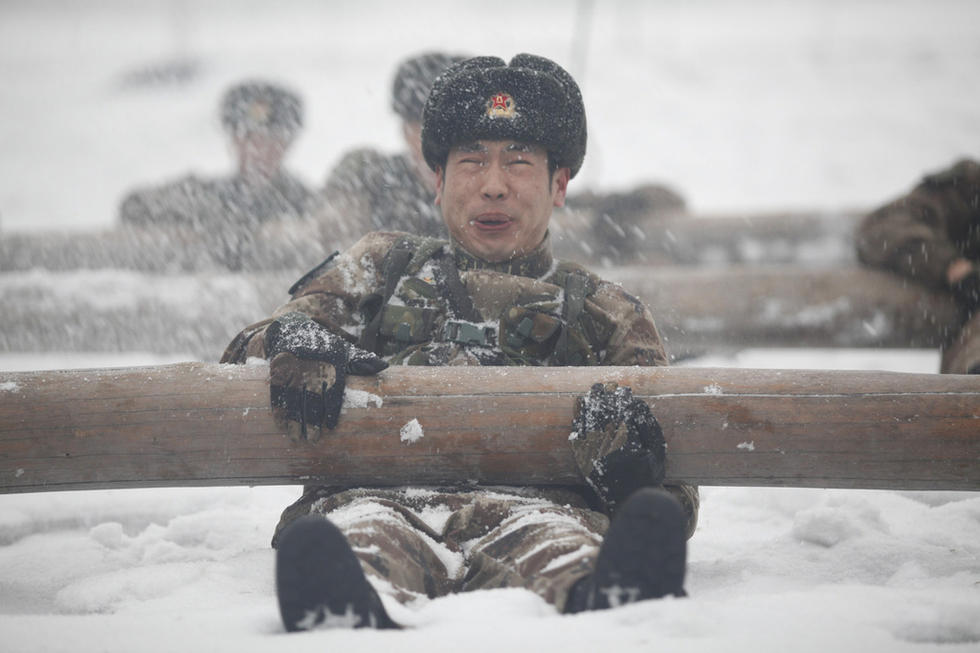 风雪中的军人图片图片