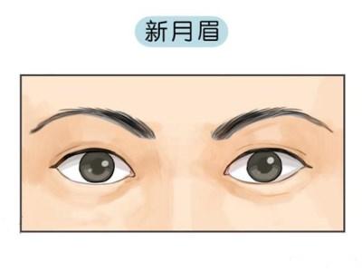 眉形如初现的月牙,眉毛生长齐顺又清秀,这种眉毛被称为新月眉.
