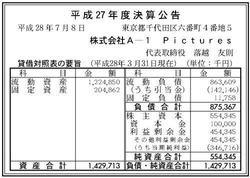 斩获巨额利润 A-1 Pictures公司数钱到手软