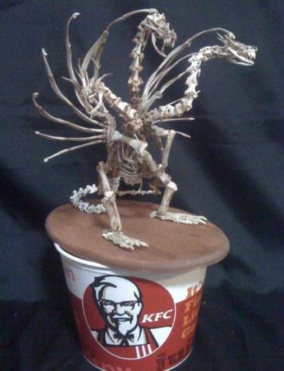 大神太厉害岛国小哥用鸡骨头拼出巨龙