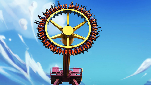 西南最长最大的木质过山车,激流勇进,矿山车,天旋地转,大摆锤等欢乐