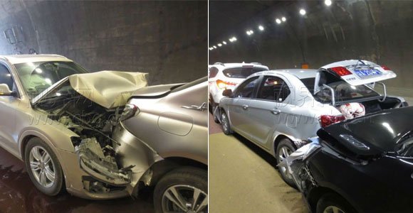 重庆一隧道内发生6车追尾事故