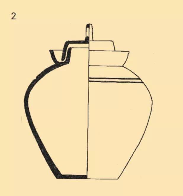 圖1-18 菹罌(泡菜罈子)1.春秋時代的原始菹罌,廣東博羅出土2.