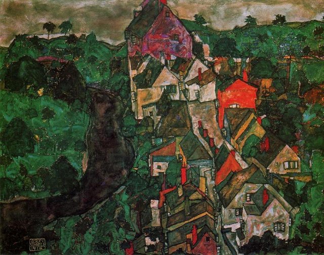 那本画册,收集的都是席勒画的风景油画.