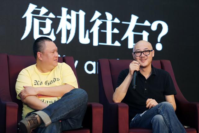 安乐影业总裁江志强(左起)张猛,于冬,马克·施姆格,崔永元,王海峰