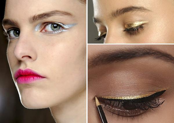 金属色打亮眼头     如果以上大面积眼影画法还是让你觉得太过夸张