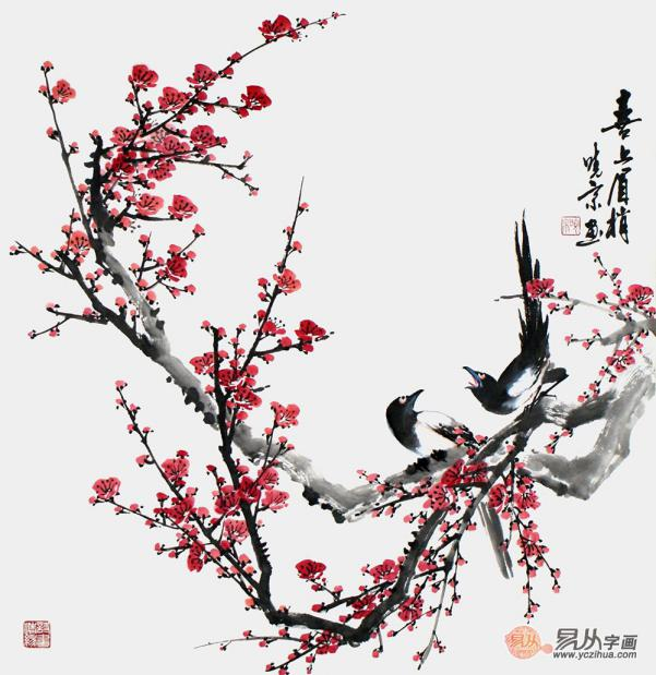 花鸟画赏析:诗人画家郑晓京作品 诗情画意梅花国画