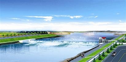新洲倒水河上开建橡胶水坝 成本低工期短