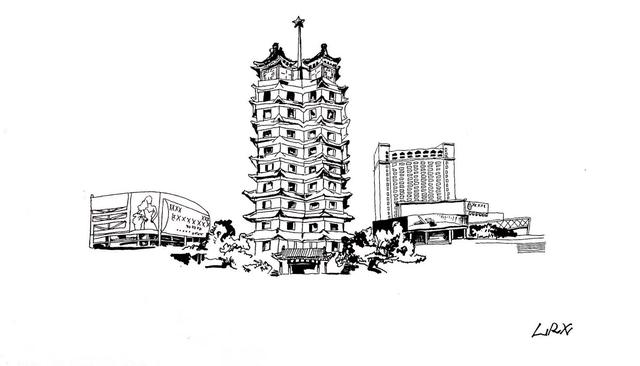 郑州大玉米楼手绘图片