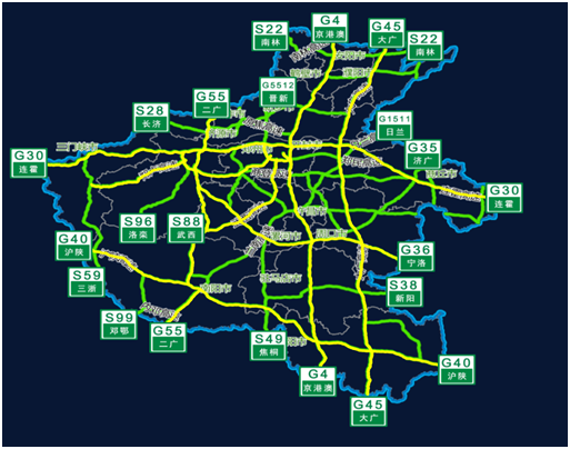 圖4,全省流量較大高速分佈示意圖