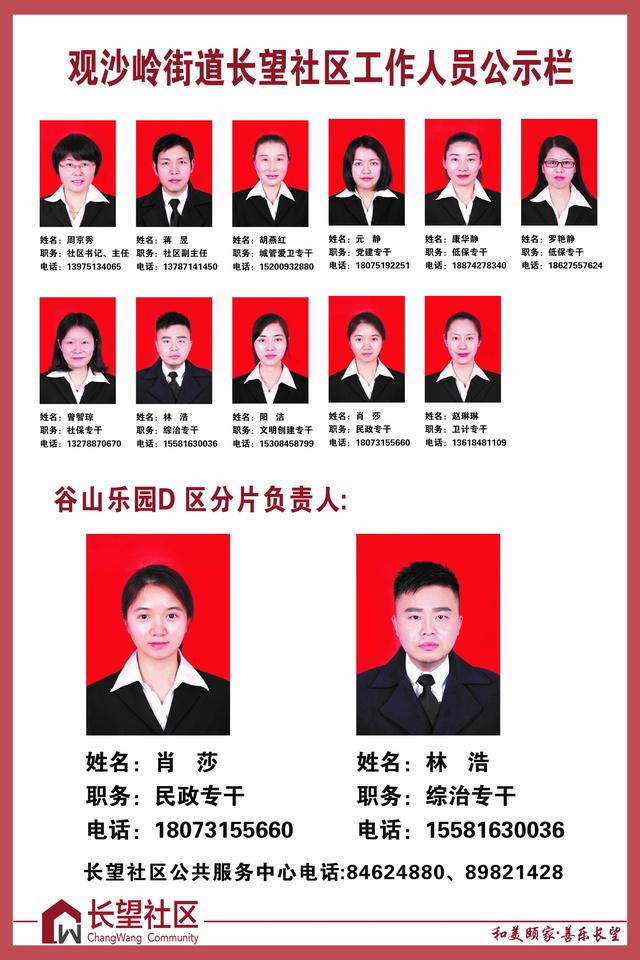 工作人员公示栏