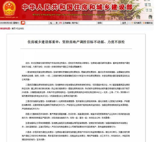 住房城乡建设部重申：坚持房地产调控目标不动摇、力度不放松