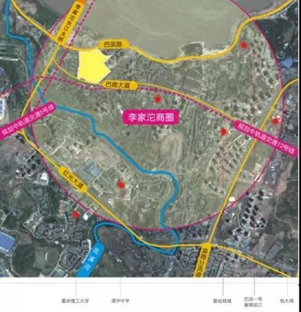 地塊位於李家沱核心商圈,西接李家沱長江大橋,北臨巴南濱江路,南靠