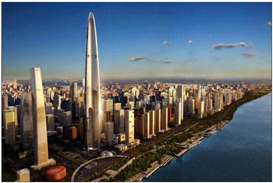 世界第3高-武汉606 绿地中心"跃"出地面