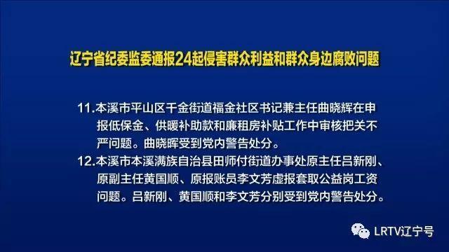 辽宁省纪委监委通报24起侵害群众利益和群众身边腐败问题
