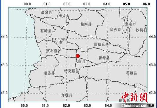 新疆新源县与巩留县交界发生2.9级地震