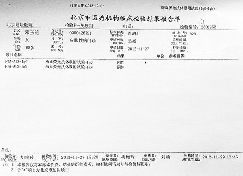 河北六旬老太因骨折入院治疗 输血后感染梅毒