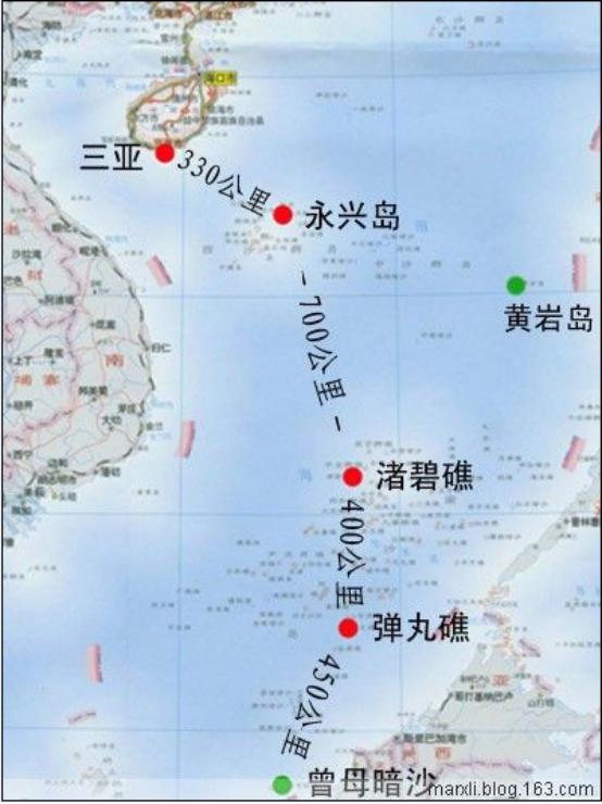 中国地图上的西沙群岛图片
