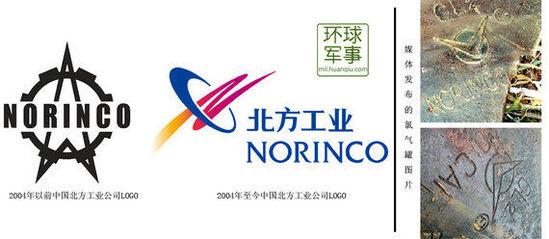 资料图:氯气瓶体上所印logo并非中国北方工业公司logo,其字体,图样和