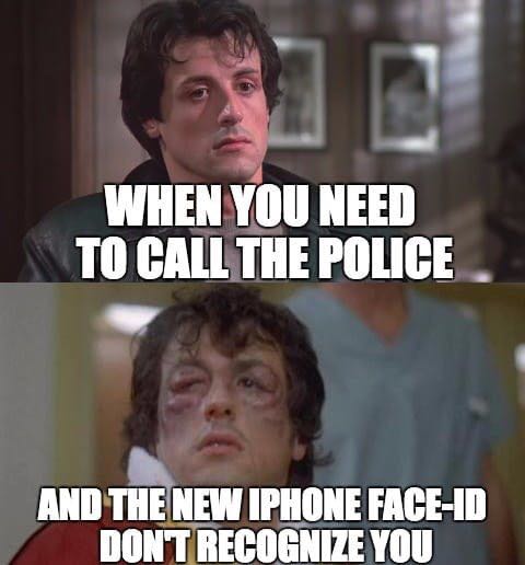 “想要报警？iPhone Face-ID表示：无法识别。”