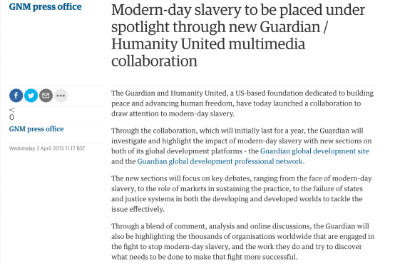 《卫报》和人类联合组织（Humanity United）的合作