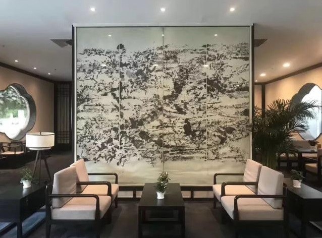 香山饭店内赵无极的水墨抽象画