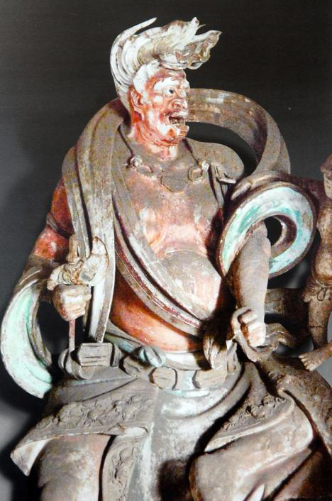 山西省晋城市玉皇庙 觜宿塑像(王宜峨摄)【图释】武者形像,头发上扬