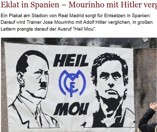 穆里尼奥被当希特勒喊万岁德媒丑闻图