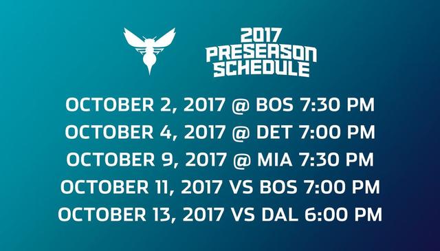 黄蜂公布季前赛赛程 首秀战绿军收官战对小牛