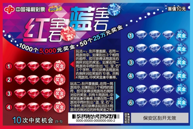 "红宝石蓝宝石"隆重上市人间四月天,春暖花开时,福彩刮刮乐全新游戏"