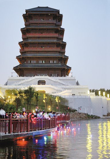 汉城湖标志性景观 最高建筑大风阁昨对外开放_西安大家谈_长乐茶坊