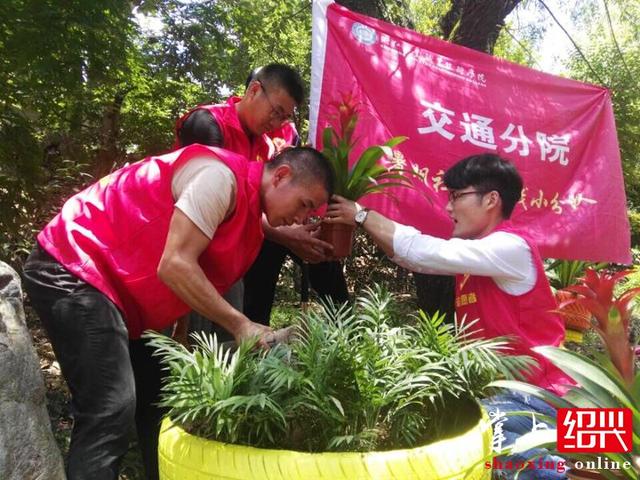 大学生发挥想象力 “轮胎艺术”扮靓绍兴小乡村