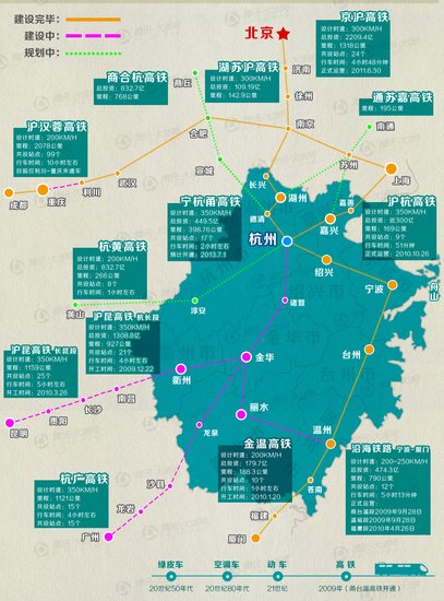 宁杭甬高铁开通在即 大浙版浙江高铁地图出炉