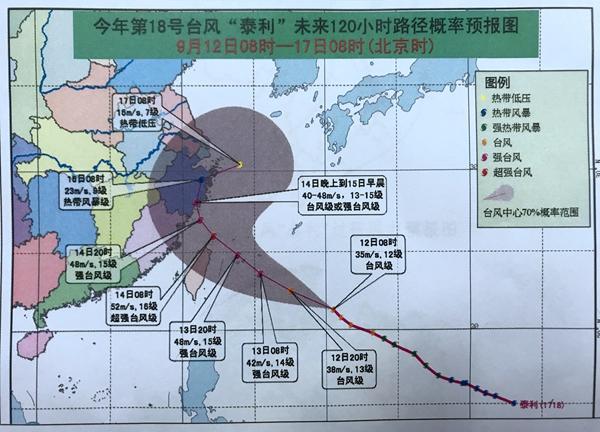 台风“泰利”将严重影响台州 将迎来明显降水