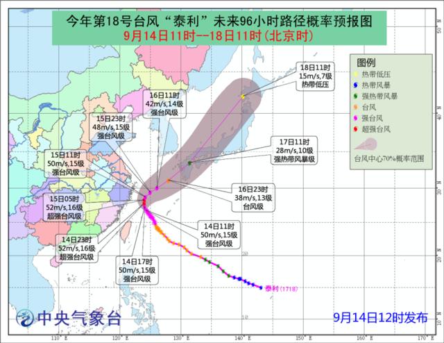 泰利升级为超强台风 今夜将沿浙江东部近海北上